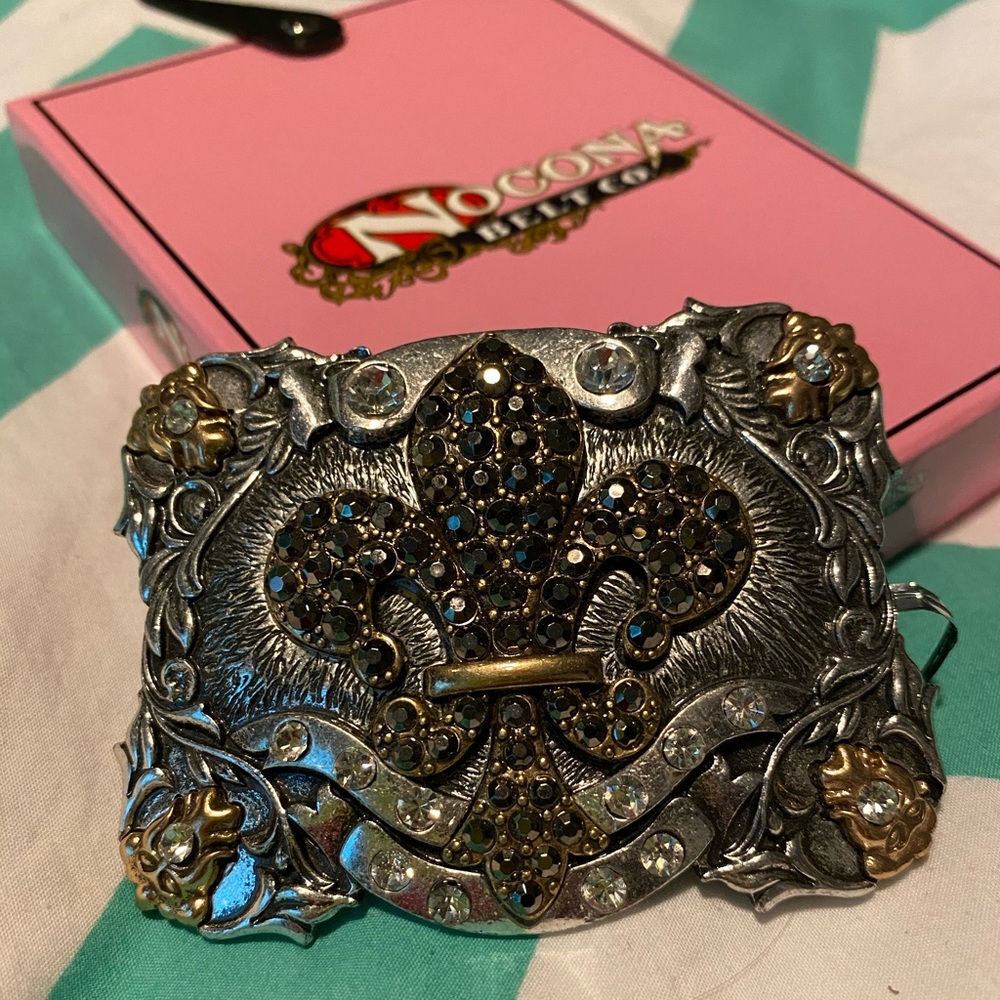 Nocona Fluer De Lis Bling Belt Buckle, NEW!